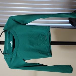 Green free people long sleeved shirt